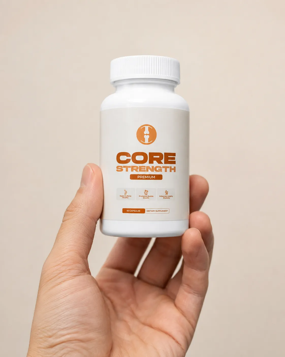 CoreStrength — the package held in a hand