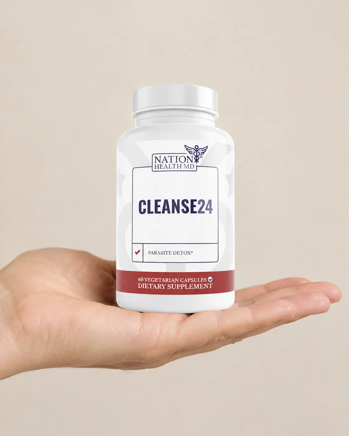 Cleanse 24 — the package held in a hand