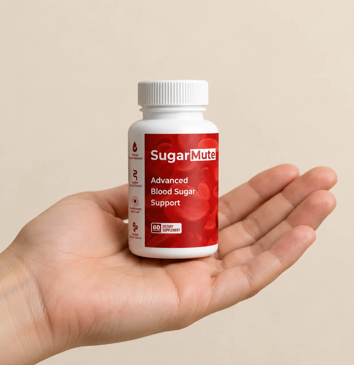 SugarMute — the package held in a hand
