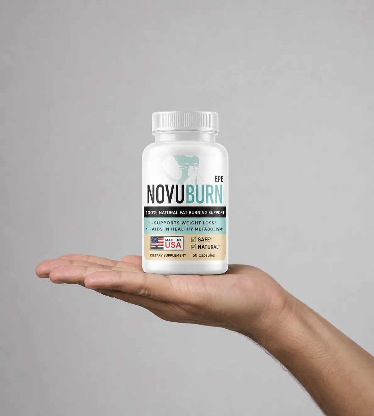 NovuBurn — the package held in a hand