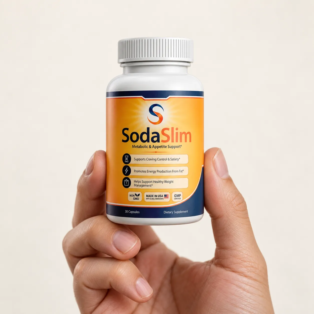 SodaSlim — the package held in a hand